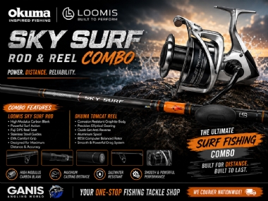 LOOMIS SKY SURF & OKUMA TOMCAT REEL COMBO