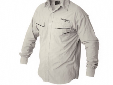 DAIWA QUICK DRY LONG SLEEVE BUTTON SHIRT STONE