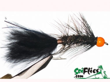 BLACK PEACOCK ORANGE BEAD