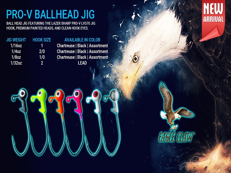 EAGLE CLAW PRO-V BALLHEAD JIG ASSORTED COLOURS