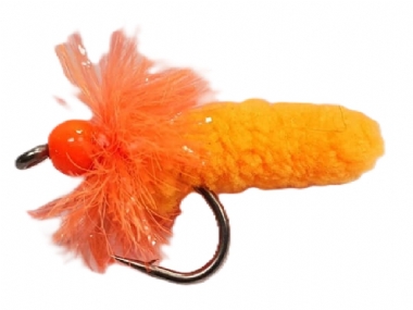 SCIENTIFIC FLIES TROUT MOP FLY ORANGE BRASS BEAD
