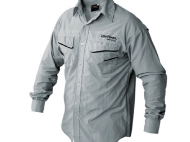 DAIWA QUICK DRY LONG SLEEVE BUTTON SHIRT LIGHT GREY