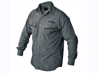 DAIWA QUICK DRY LONG SLEEVE BUTTON SHIRT DARK GREY